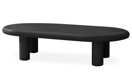 Table Basse Arrondie 160cm Avec Pieds Colonnes Roady Noir