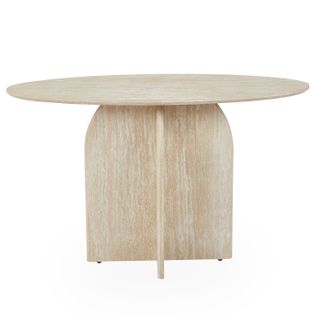 Console Moderne Ovale 120cm Calyptus Effet Travertin Beige