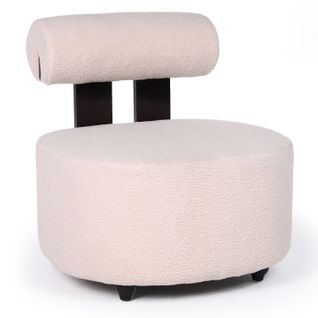 Fauteuil Design Canelo Bois Foncé Et Tissu Bouclette Beige
