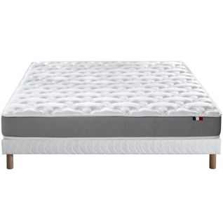 Ensemble Matelas Mousse Reversible Stratus + Sommier 140x190 Sommier Blanc