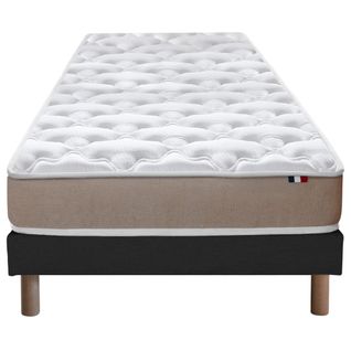 Ensemble Matelas Mousse Accueil Latex 3 Zones Initialbi Confort + Sommier 90x200 Noir