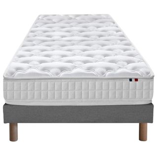 Ensemble Matelas Ressorts Fermes Biconiques Spectre + Sommier 90x190 Sommier Gris Chine