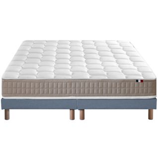 Ensemble Matelas Latex 5 Zones Originel + Sommier 2x80x200 Bleu Denim