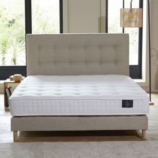 Ensemble Reflet Matelas Ressorts Ensaches Coton Beige 180x200cm