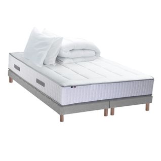 Pack Matelas Ressort 7 Zones + Memoire De Forme + Sommier + Couette + Oreillers Bellagio 2x90x200cm