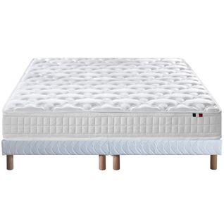 Pack Astre Matelas Ressorts + Sommier + Couette + Oreillers 2x80x200 Blanc