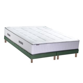 Ensemble Matelas Ressort 7 Zones + Mémoire De Forme + Sommier Bellagio 180x200 Vert