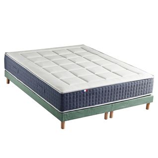 Ensemble Matelas Ressort 7 Zones + Mémoire De Forme + Sommier King Style 180x200 Vert