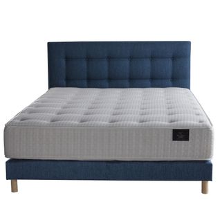Ensemble Artémis + Tête De Lit Matelas Ressorts Accueil Mémoire De Forme & Latex Bleu Marine 140x190