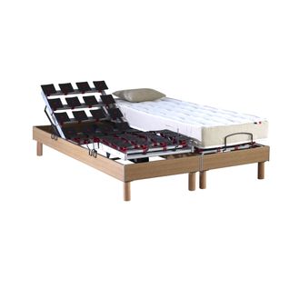 Lit Électrique Relaxation à Plots + Matelas 100% Latex 90 X 190 Cm