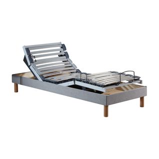 Lit Électrique Relaxation Lattes + Matelas Mousse Mémoire De Forme X190gris Clair, 90 X190