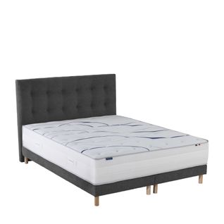 Ensemble Matelas Mousse 180x200 cm (2x90x200) Altea + Sommier + Tête De Lit Gris Anthracite