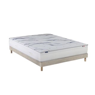 Ensemble Matelas Mousse HD Nuvia + Sommier Chenille Bouclettes Crème Couleur Crème 140 X 200