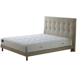 Ensemble Matelas Ressorts 7 Zones H 22 Cm + Sommier En Kit + Tete De Lit Capitonnee Beige 140x200