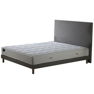 Ensemble Matelas Ressorts 7 Zones H 22 Cm + Sommier Kit Lattes + Tete De Lit Lisse Gris 160x200