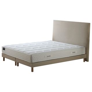 Ensemble Matelas Ressorts Tudor 7 Zones H 22 Cm + Sommier + Tete De Lit Lisse Gris 2x80x200