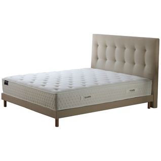 Ensemble Matelas Ressorts 7 Zones H 26 Cm + Sommier Lattes + Tete De Lit Capitonnee Beige 140x200