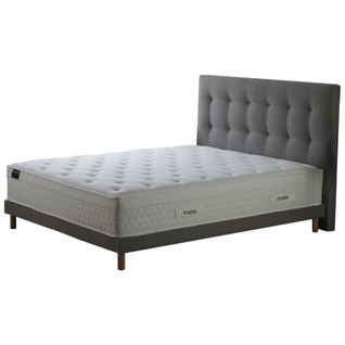 Ensemble Matelas Ressorts Hybride Zoné H 29 Cm + Sommier + Tete De Lit Capitonnee Gris 140x190