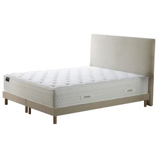 Ensemble Matelas Ressorts 180x200 cm Sommier Tapissier  2x90x200 Cm Tête De Lit Beige