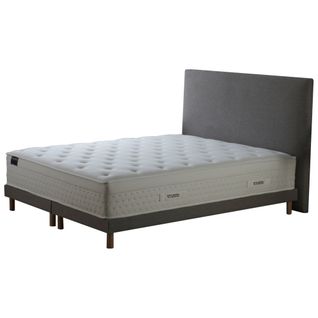 Ensemble Matelas Ressorts Hybride Zoné H 29 Cm + Sommier Lattes + Tete De Lit Lisse Gris 2x90x200
