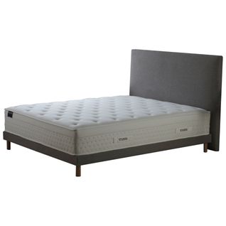 Ensemble Matelas Ressorts Hybride Zoné H 29 Cm + Sommier Lattes + Tete De Lit Lisse Gris 140x200