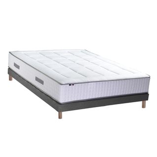 Ensemble Matelas Ressorts 7 Zones Palacio + Sommier En Kit Gris Lattes Flexibles 140x200
