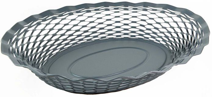 Corbeille À Pain Ovale Gris Givrée En Inox 25 X 18 Cm