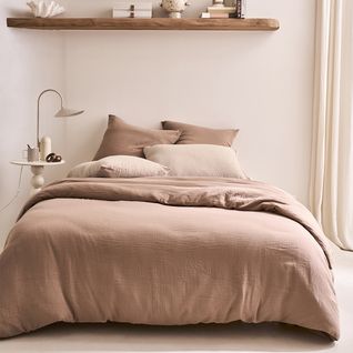 Taie D'oreiller En Gaze De Coton Marron 65x65