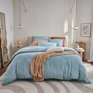 Taie D'oreiller En Gaze De Coton Bleu 65x65