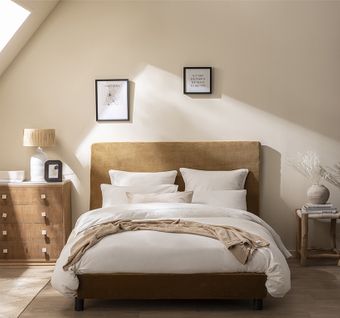 Drap Plat En Flanelle De Coton Beige 180 X 290 Cm