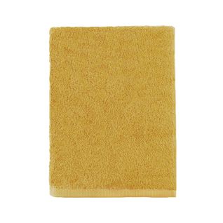 Serviette De Bain Unie En Coton Jaune Safran 55x100