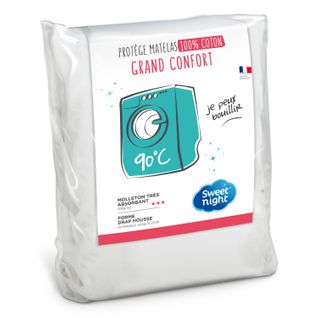 Sweetnight - Protège Matelas 140x190/200 Cm |  100% Coton | Anti-rétrécissement | Molleton Absorbant