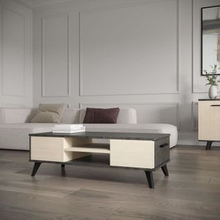 Ensemble Salon - Banc TV, Table Basse - Kent - Chêne De Fil / Sidewalk