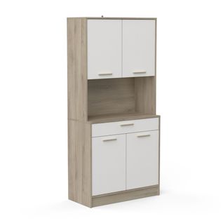 Buffet De Salon 4 Portes - Napoli - Blanc Et Chêne - 83,3 X 40 X 176,1 Cm - Demeyere