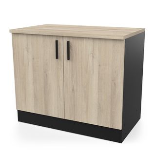 Meuble Bas 2 Portes 100 Cm Origan Noir Et Bois