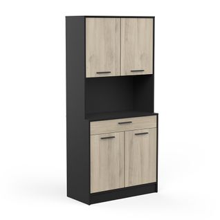 Buffet Haut 4 Portes Napoli Noir Et Bois