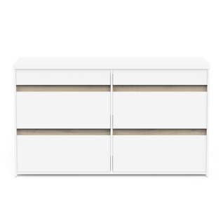 Commode 6 Tiroirs Décor Chêne Kronberg Et Blanc Mat