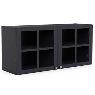 Armoire Suspendue Chester - 120x37x55cm - 2 Portes Vitrées - Indigo