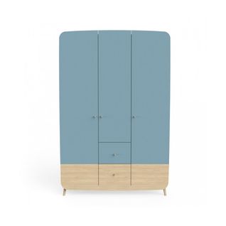 Armoire Élégante 3 Portes Et 4 Tiroirs En Bleu Orage
