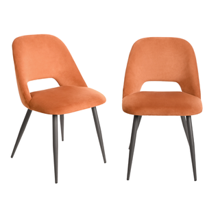 Lot De 2 Chaises De Séjour En Tissu Avec Piètement En Métal Noir L58 Cm