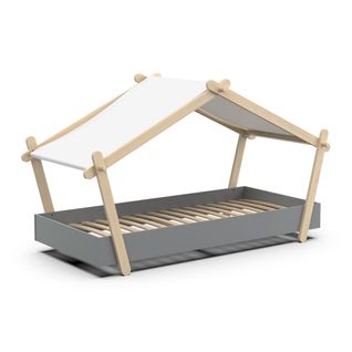 Lit Enfant Cabane  - Modèle Lodge - Gris - 90 X 200 Cm