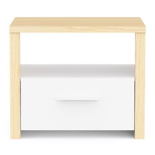 Chevet 1 Tiroir Et 1 Niche Décor Blanc Et Chêne De Fil L47,6 Cm