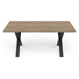 Table - Stout - Rectangulaire - Décor Mélamine Halifax - Pied En X Noir Mat - 6 Places - 180 X 90 Cm