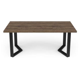 Table Rectangulaire - Monaco - Décor Mélamine Chêne Saloon - Pied En V Noir - 6 Places - 180x90 Cm