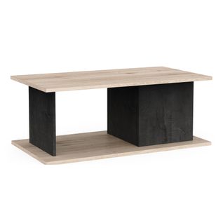 Table basse GAELLE imitation chêne et noir