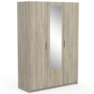 Armoire Prya 3 Portes Tournantes, 4 Étagères Et 1 Tringle-chêne Kronberg