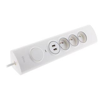 Multiprise D'angle 3p 16a + 1p 16a Latérale + 2 USB Parafoudre Précâblée - Blanc - Otio
