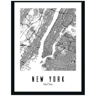 Tableau 30x40 cm MAP NEW YORK Lario noir