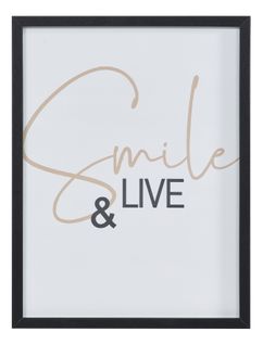 Image 30x40 cm SMILE AND LIVE Noir / Blanc