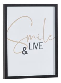 Image 30x40 cm SMILE AND LIVE Noir / Blanc